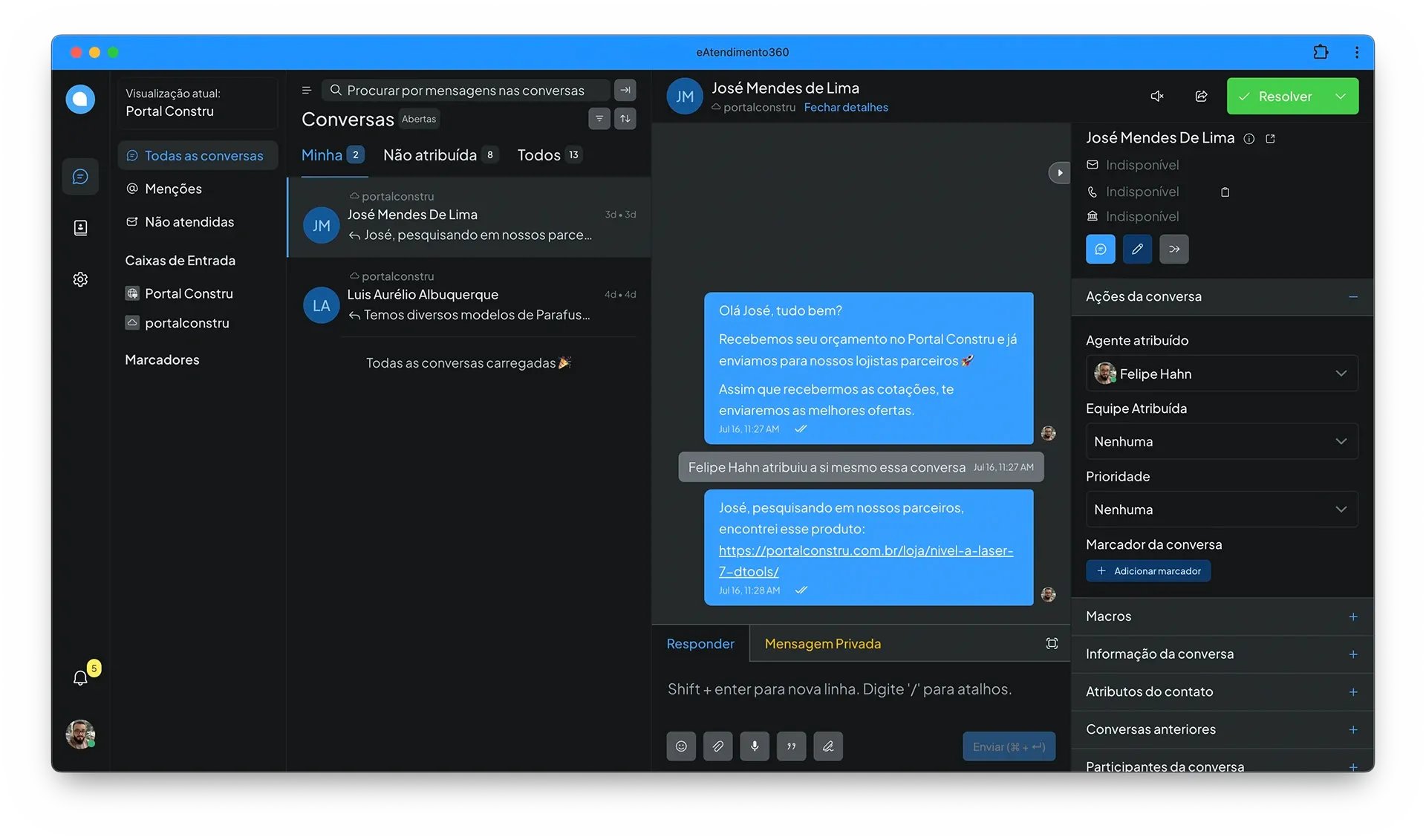 Demonstração eAtende360 - Vendedor Online WhatsApp